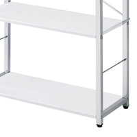 Bookshelf with X Shaped Cross Bar Chrome Finish, White - BM251368