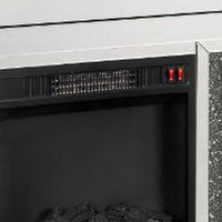 Electric Fireplace with Mirror Panel Framing and Faux Diamonds, Silver - BM251370