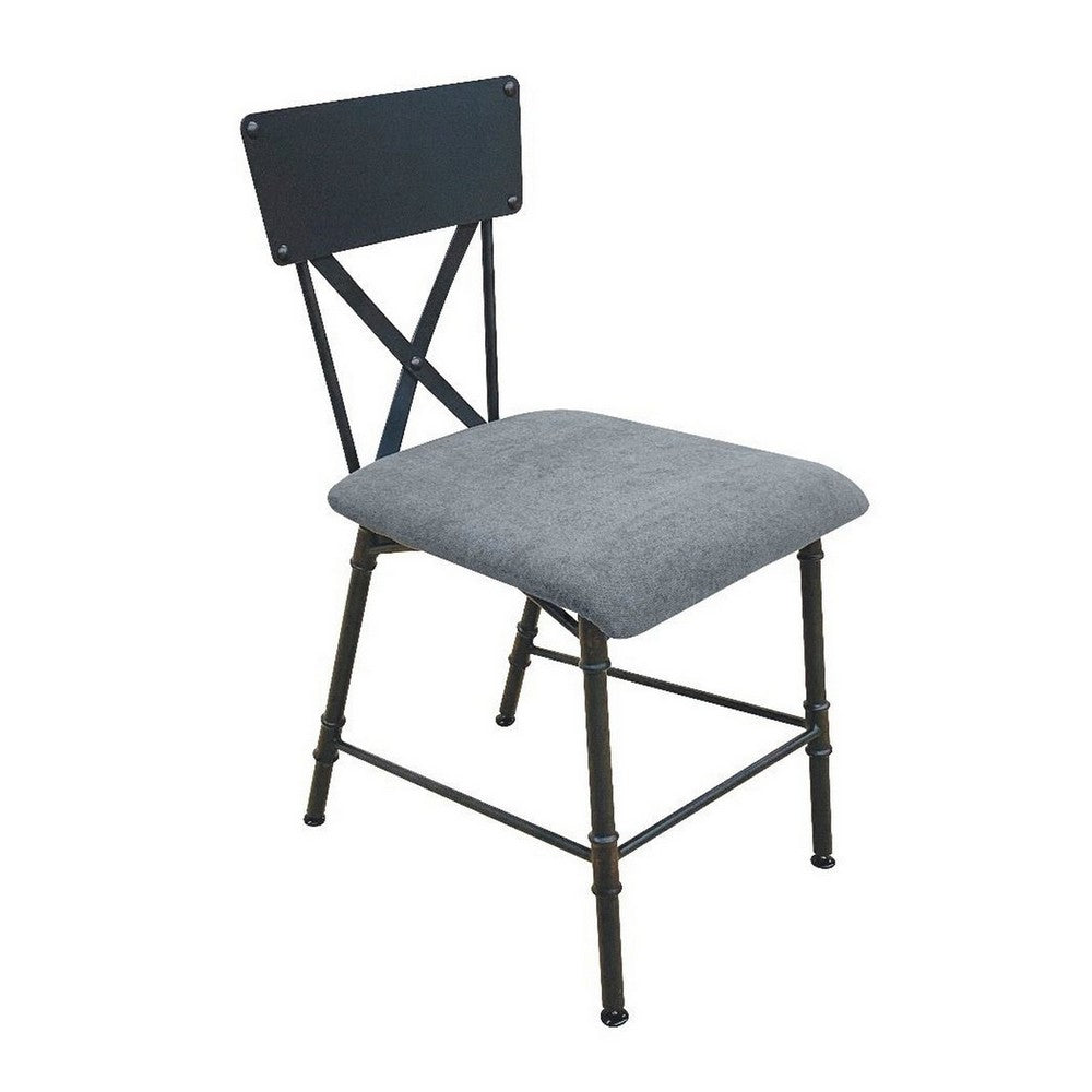Office Chair with Cushioned Seat and Industrial Metal Pipe Legs, Gray - BM251385