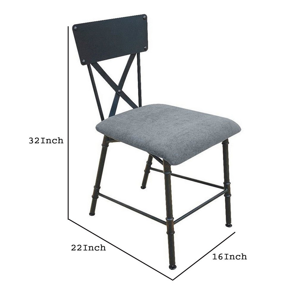Office Chair with Cushioned Seat and Industrial Metal Pipe Legs, Gray - BM251385