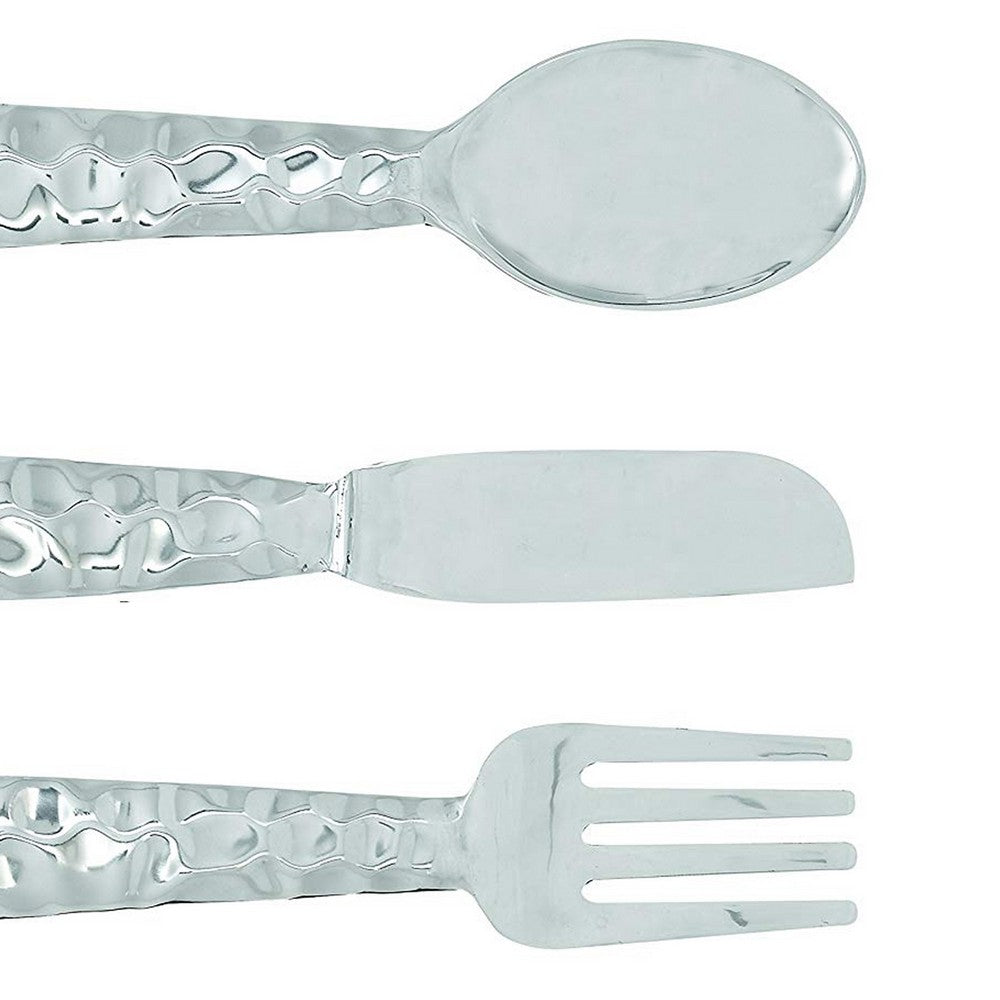 Artistic Cutlery Wall Decor In Metal, Set of Three, Silver - BM01021