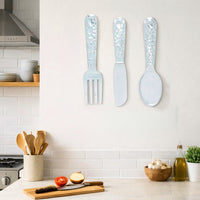 Artistic Cutlery Wall Decor In Metal, Set of Three, Silver - BM01021