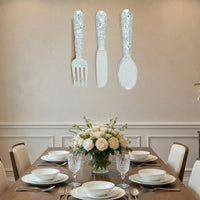 Artistic Cutlery Wall Decor In Metal, Set of Three, Silver - BM01021