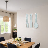 Artistic Cutlery Wall Decor In Metal, Set of Three, Silver - BM01021