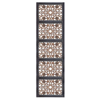 Rectangular Wall Panel with Intricate Floral Carvings, Burnt Black - BM01869