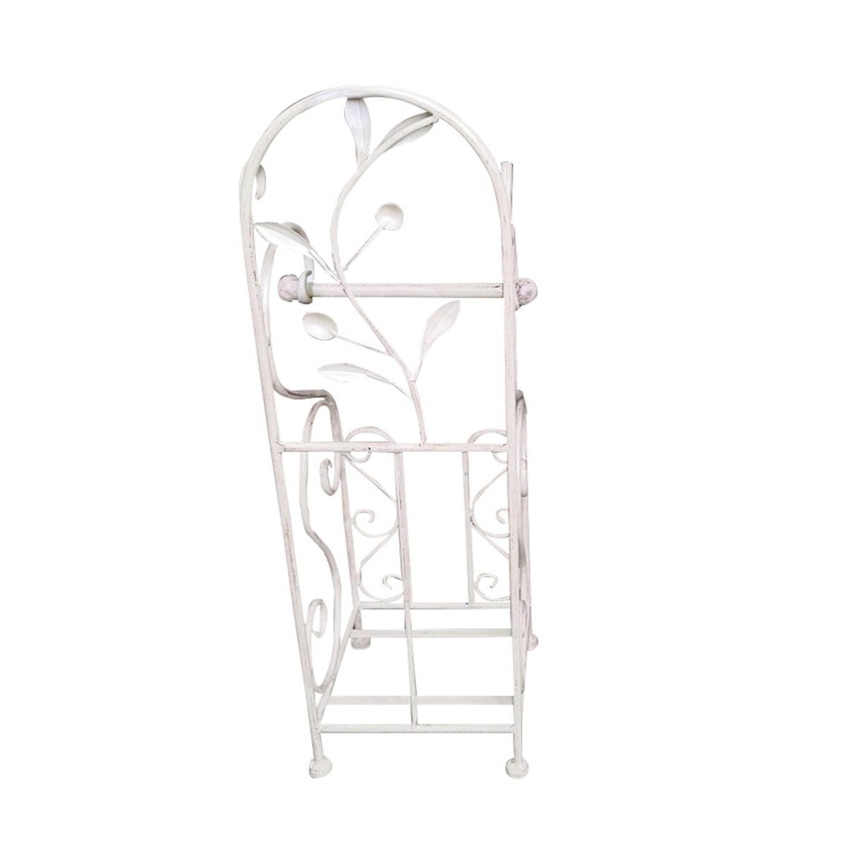 Benzara Classic Free standing Metal toilet paper holder, White - BM05342