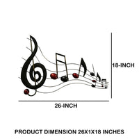 26 Inch Handmade Metal Wall Mount Accent Decor with Musical Notes and Treble Clef, Black, Red - BM05414