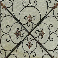 Traditional 3 Panel Metal Fire Screen With Filigree Design, Bronze - BM06168