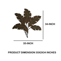 Benzara Metal Wall Decor Palm Leaf Green and Brown - BM07982