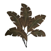 Benzara Metal Wall Decor Palm Leaf Green and Brown - BM07982