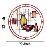 22 Inch Round Metal Wall Decor, Multicolor - BM07986