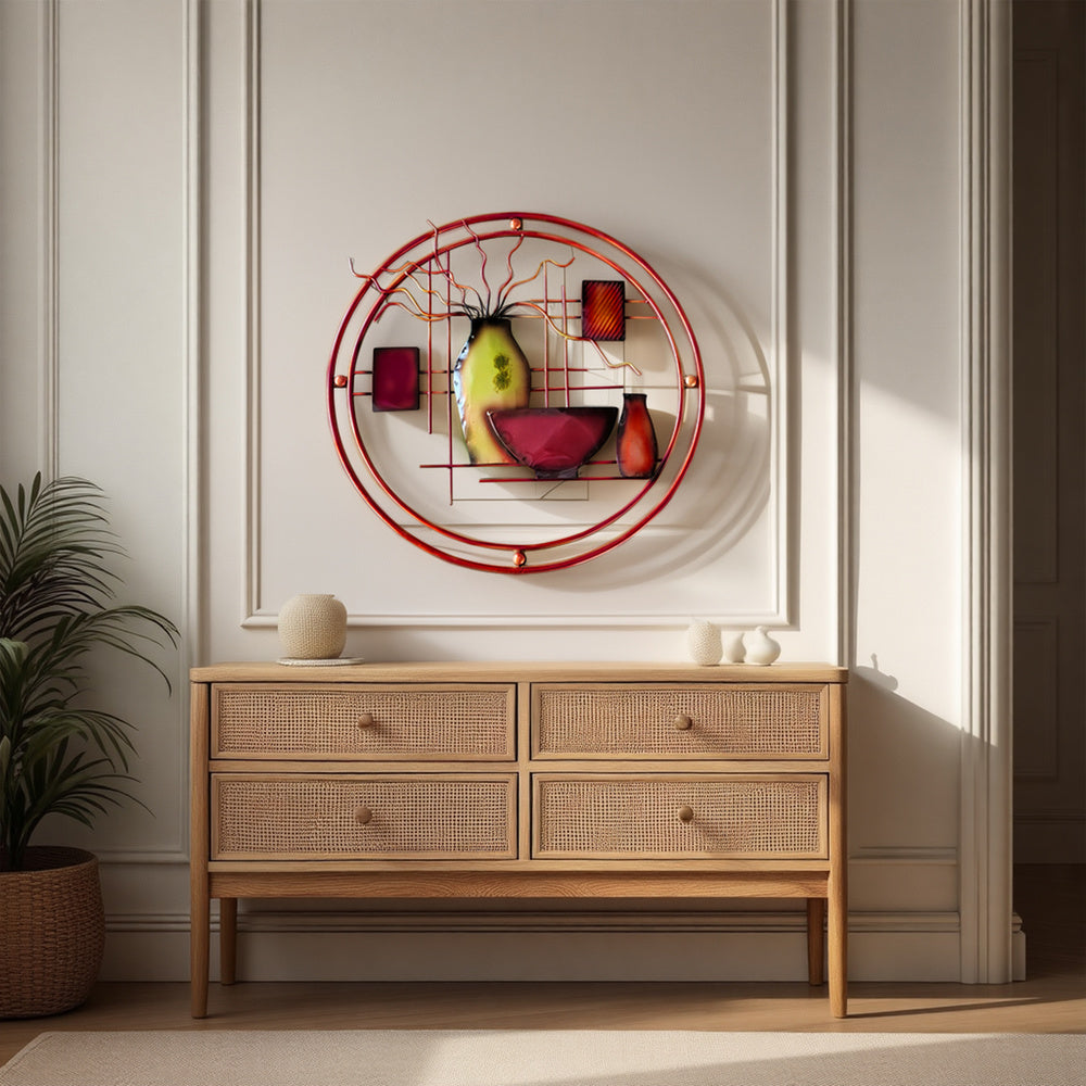 22 Inch Round Metal Wall Decor, Multicolor - BM07986