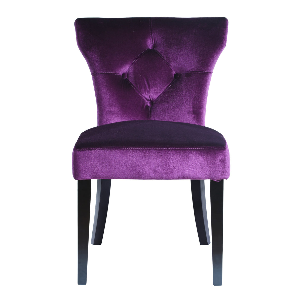 Fabric Side Chair with Button Tufted Back and Padded Seat, Set of 2, Purple - BM09918