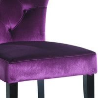 Fabric Side Chair with Button Tufted Back and Padded Seat, Set of 2, Purple - BM09918