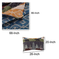2 Piece Twin Size Quilt Set with Nature Inspired Print, Multicolor - BM116915