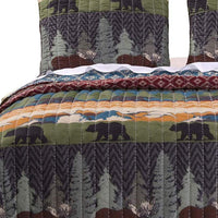 3 Piece King Size Quilt Set with Nature Inspired Print, Multicolor - BM116917