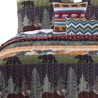 5 Piece Full Size Quilt Set with Nature Inspired Print, Multicolor - BM117683