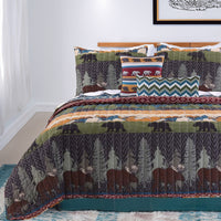 5 Piece Full Size Quilt Set with Nature Inspired Print, Multicolor - BM117683