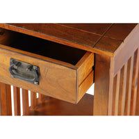 Spacious Mango Wood Nightstand with Slatted Side Panels, Brown - BM122854