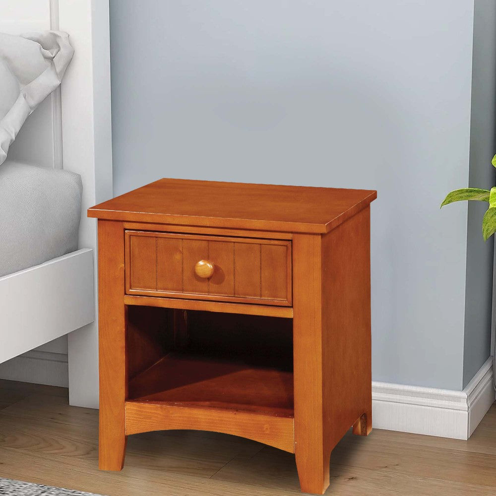 BM122964 Omnus Wood Night Stand, Oak Finish