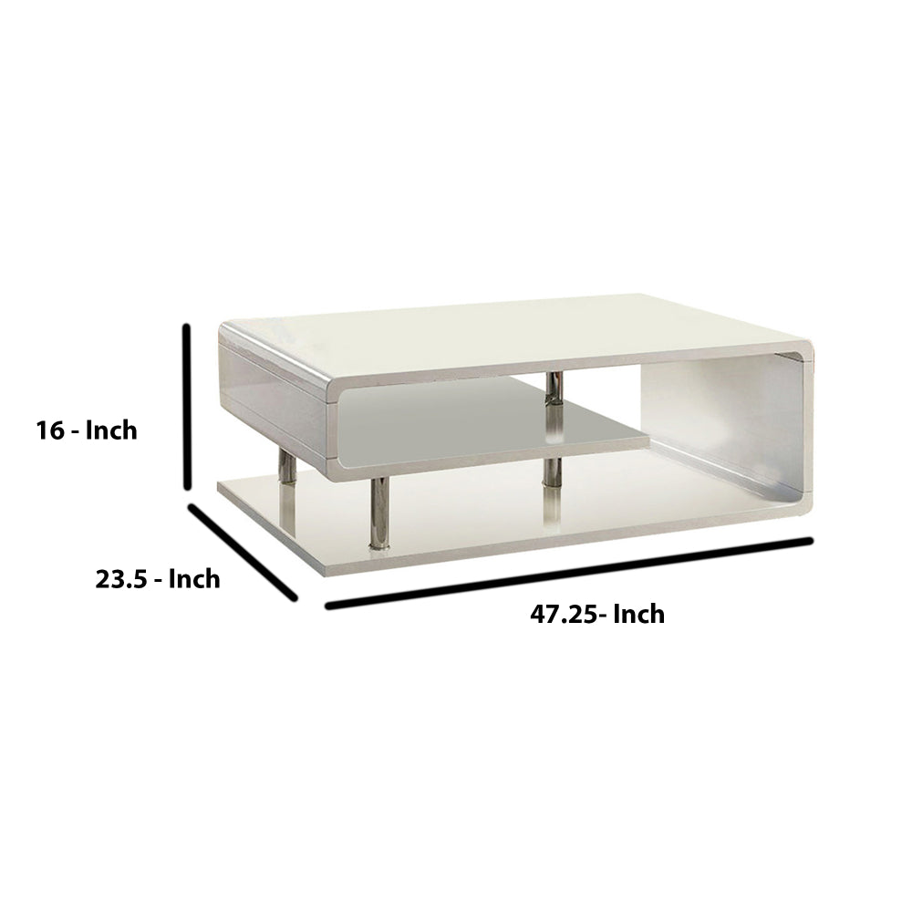 Ninove I Contemporary Style Coffee Table, White - BM123078