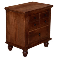 26 Inch Handcrafted Nightstand, 2 Drawers, Black Powder Coated Knobs, Walnut Brown Mango Wood - BM123138