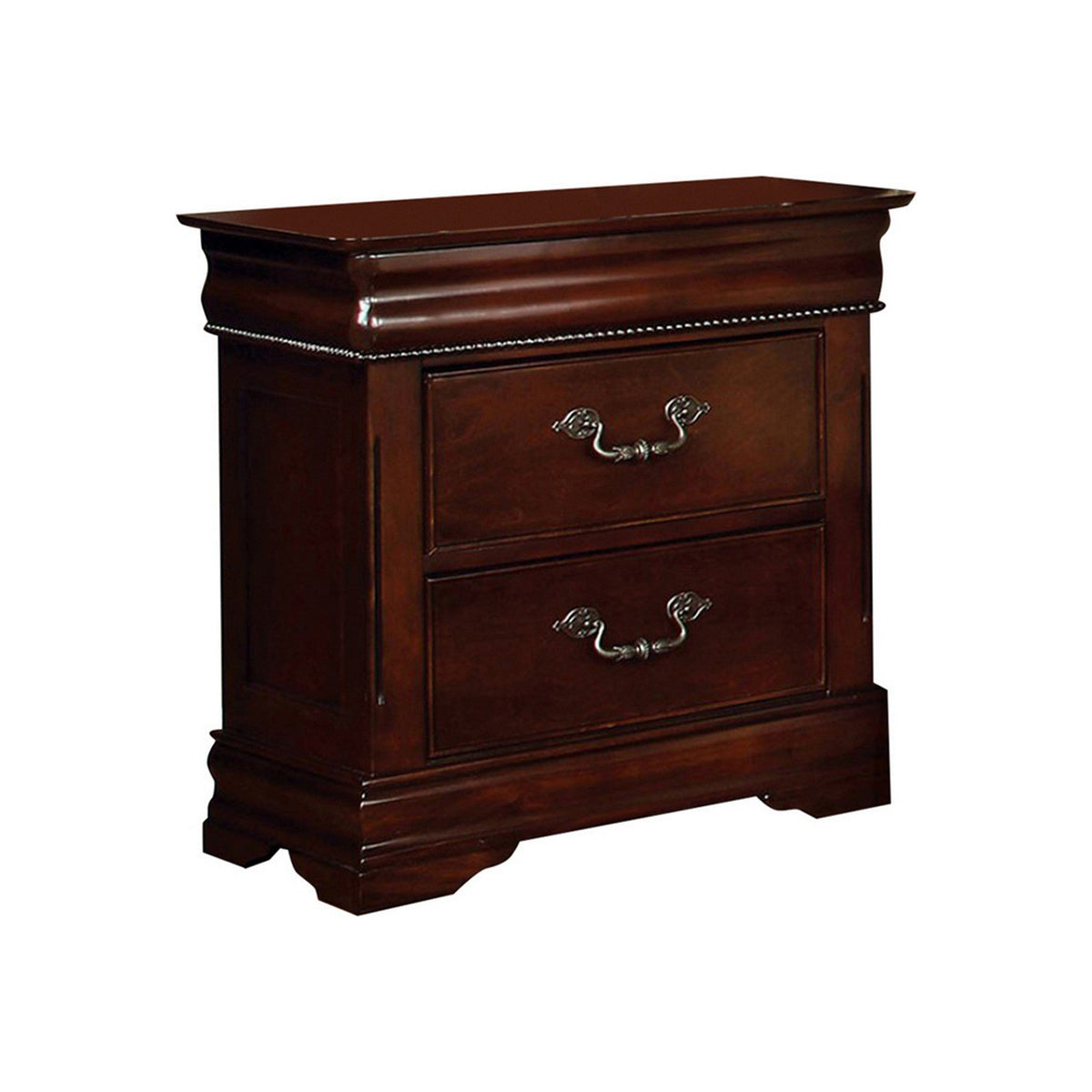 2 Drawer Wooden Nightstand with Hidden Top Drawer and Metal Handles, Brown - BM123205