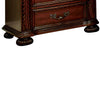 29 Inch Handcrafted Vintage Style Nightstand, 3 Drawers, Carved Trim, Cherry Brown Wood - BM123241