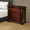 29 Inch Handcrafted Vintage Style Nightstand, 3 Drawers, Carved Trim, Cherry Brown Wood - BM123241