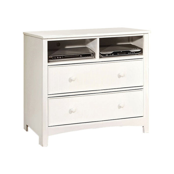 Contemporary Style Wooden Media Chest, White - FOA-CM7905WH-TV