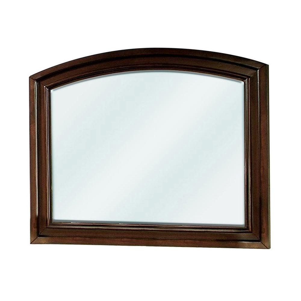 Northville Transitional Style Wooden Wall Mirror, Brown - BM123589