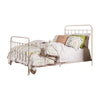 Industrial Style Metal Frame Twin Size Bed with Spindle Design, Antique White