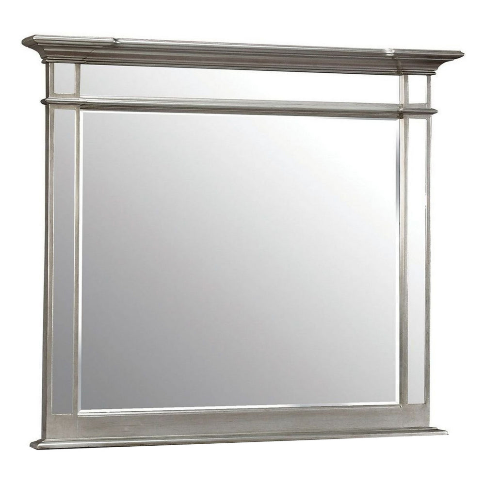 Salamanca Contemporary Style Mirror , Silver - BM123622