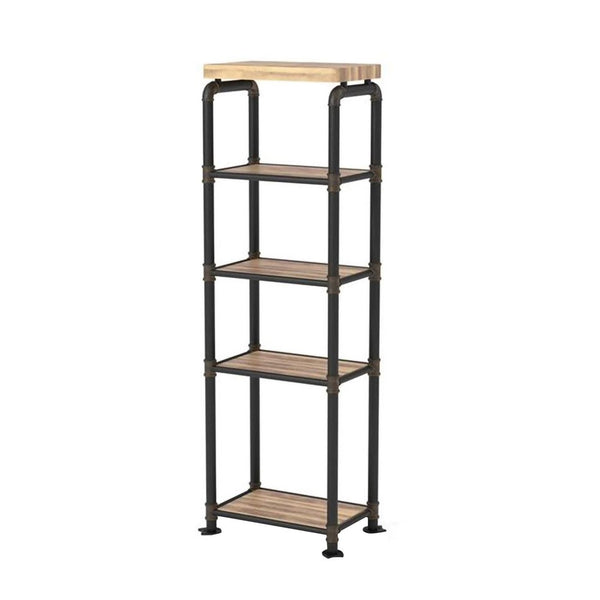 Industrial Style Pier Cabinet with Metal Pipe Design Frame, Antique Black - FOA-CM5913-PC