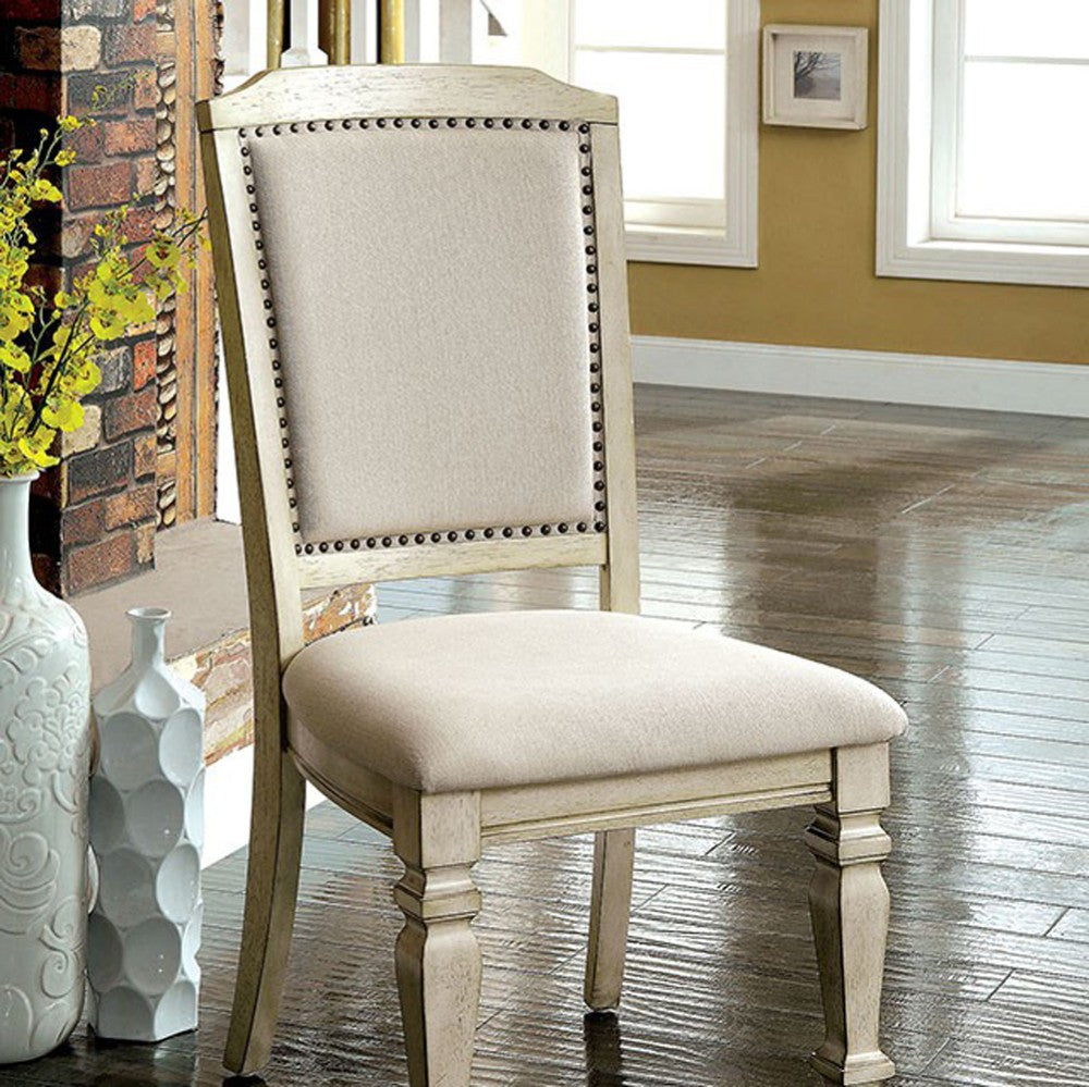 BM131136 Holcroft Transitional Side Chair, Antique White, Set Of Two