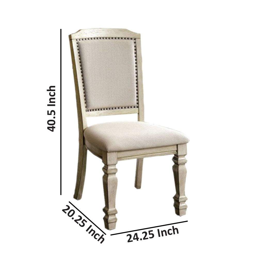 BM131136 Holcroft Transitional Side Chair, Antique White, Set Of Two