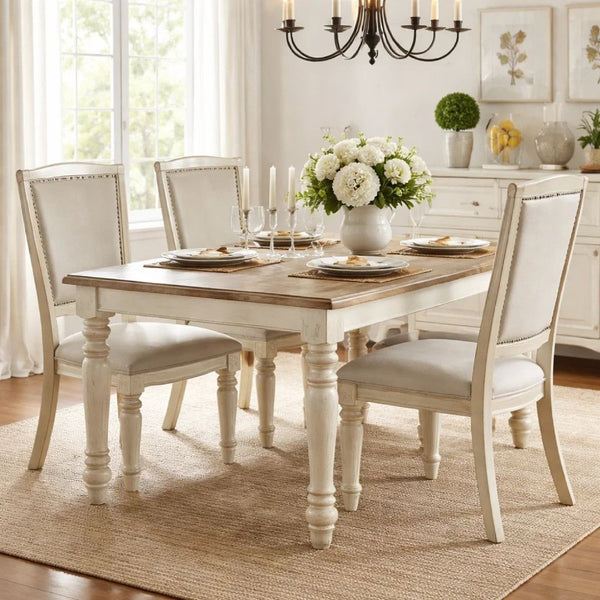 BM131136 Holcroft Transitional Side Chair, Antique White, Set Of Two