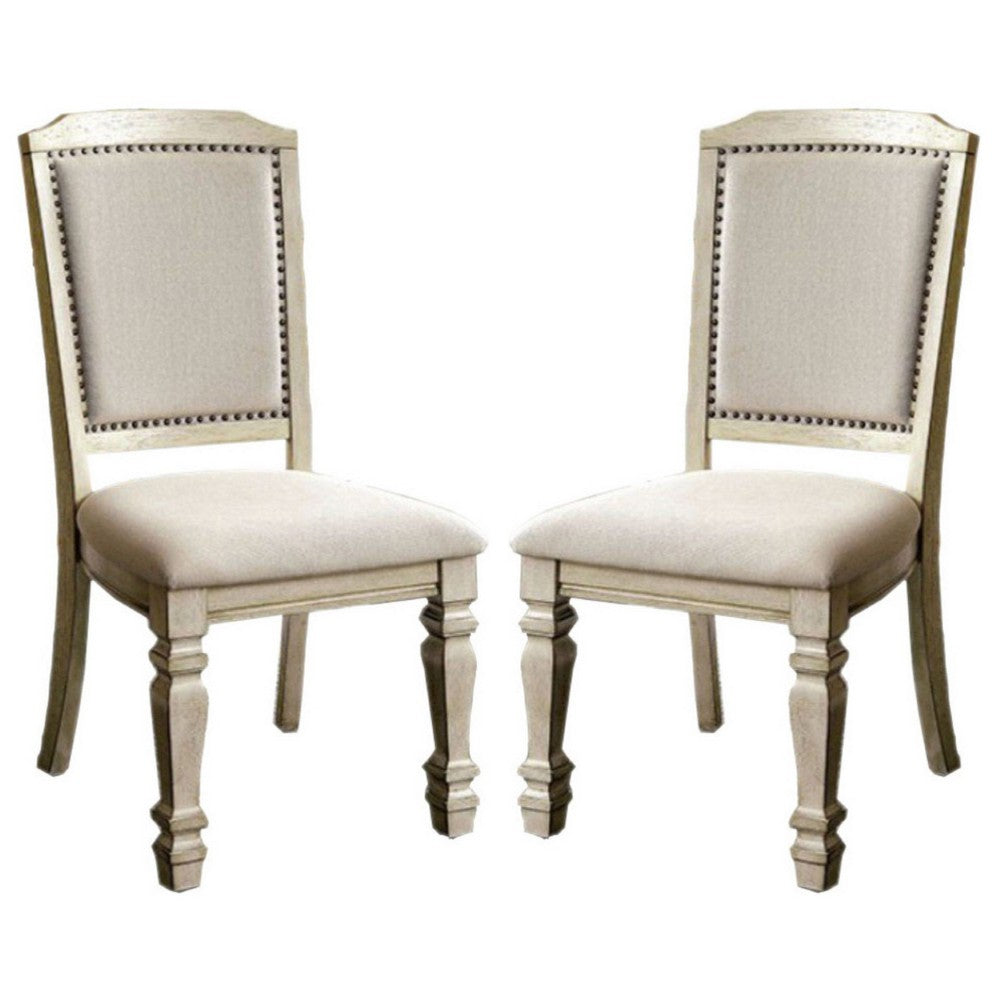 BM131136 Holcroft Transitional Side Chair, Antique White, Set Of Two