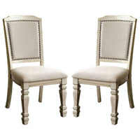 BM131136 Holcroft Transitional Side Chair, Antique White, Set Of Two