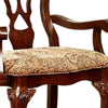 BM131208 Elana Traditional Arm Chair With Fabric, Brown Cherry Finish, Set Of 2