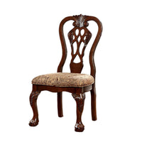 BM131209 Elana Side Chair With Fabric, Brown Cherry Finish, Set Of 2