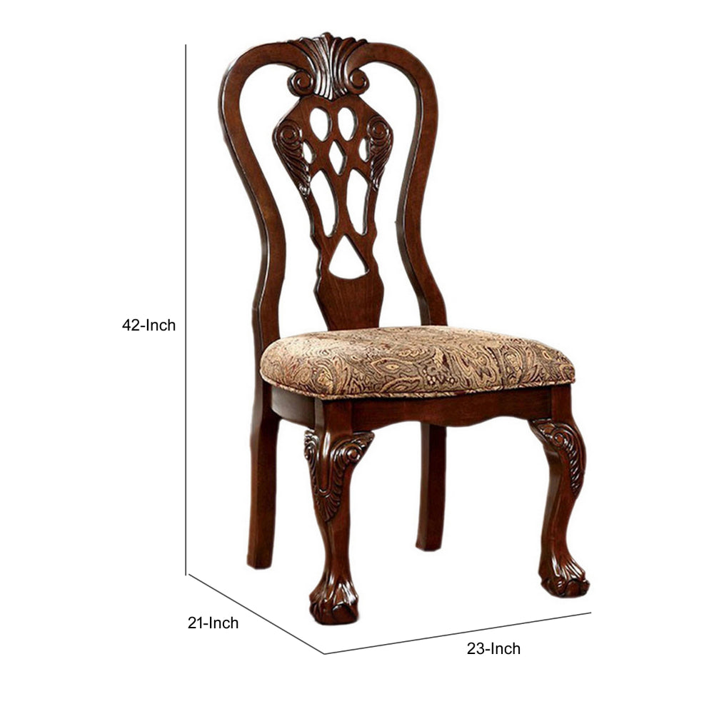 BM131209 Elana Side Chair With Fabric, Brown Cherry Finish, Set Of 2