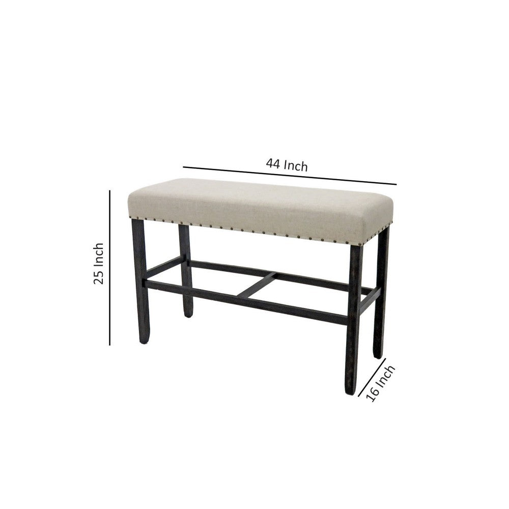 Sania II Rustic Counter Ht. Bench, Antique Black Finish - BM131235