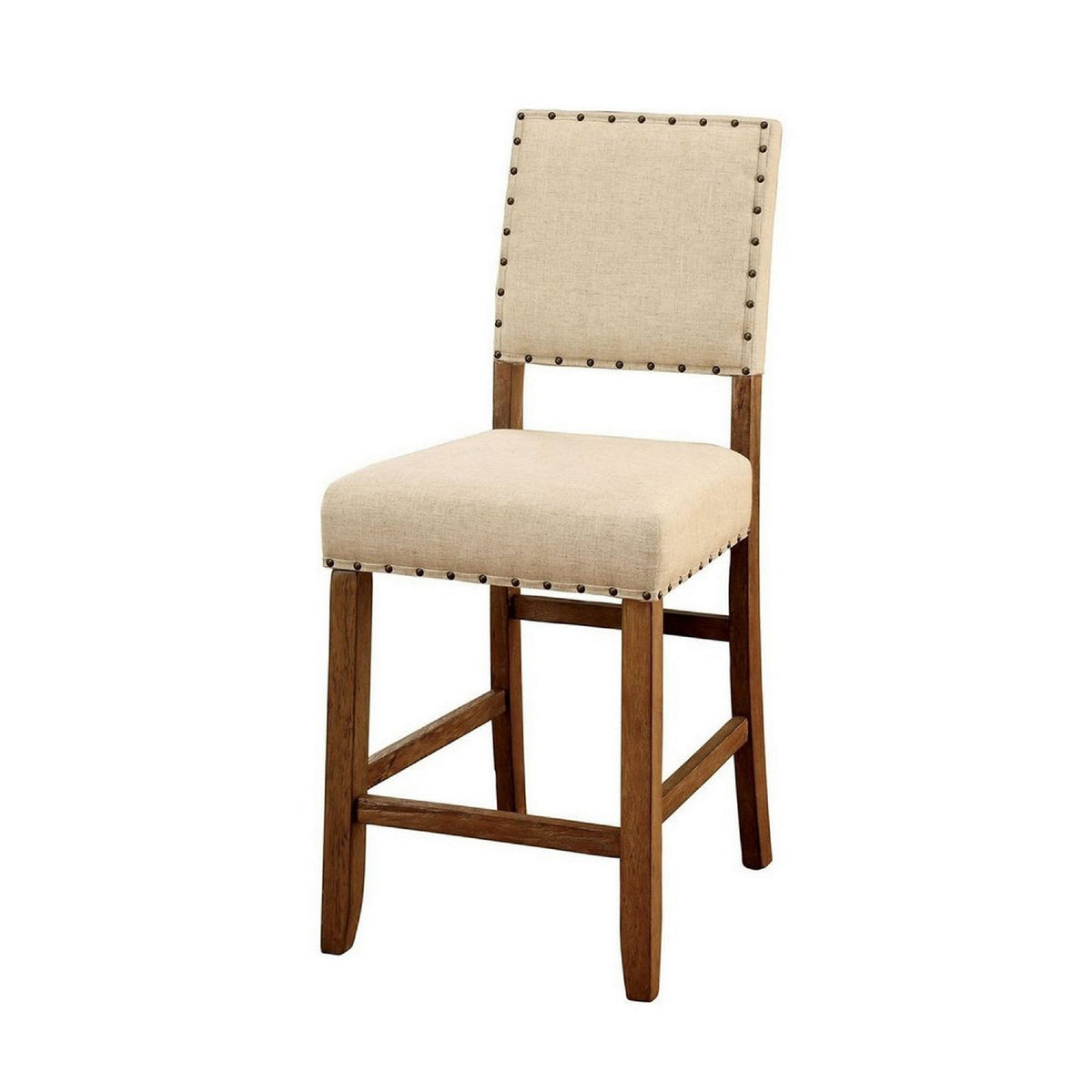 Sania Rustic Counter Height Chair In Ivory Linen, Set of 2 - BM131239