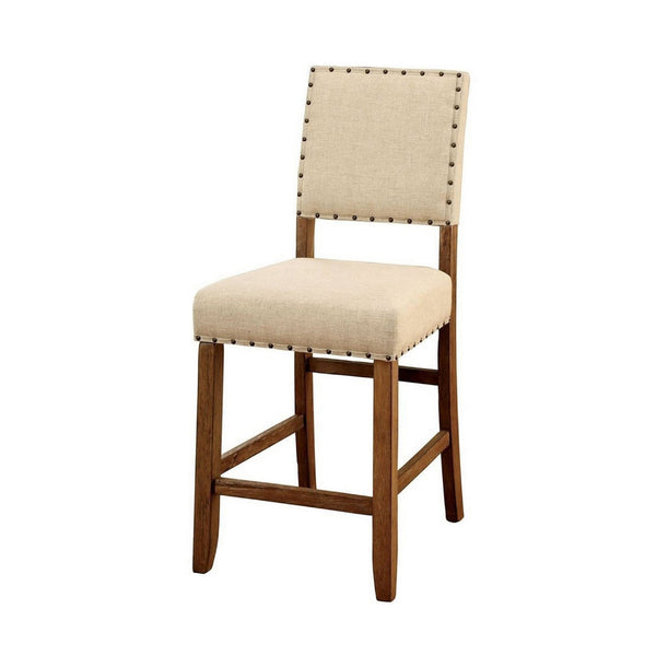 Sania Rustic Counter Height Chair In Ivory Linen, Set of 2 - BM131239
