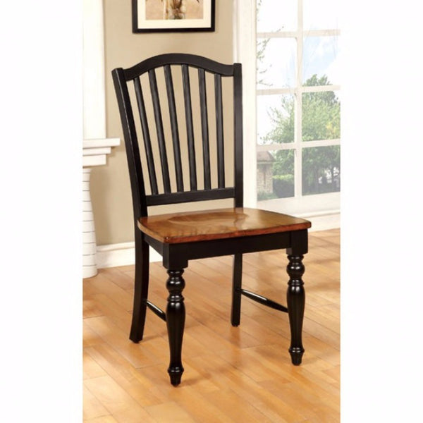 Mayville Cottage Side Chair With wooden Seat, Black & Antique Oak Finsh, Set of 2 - BM131268