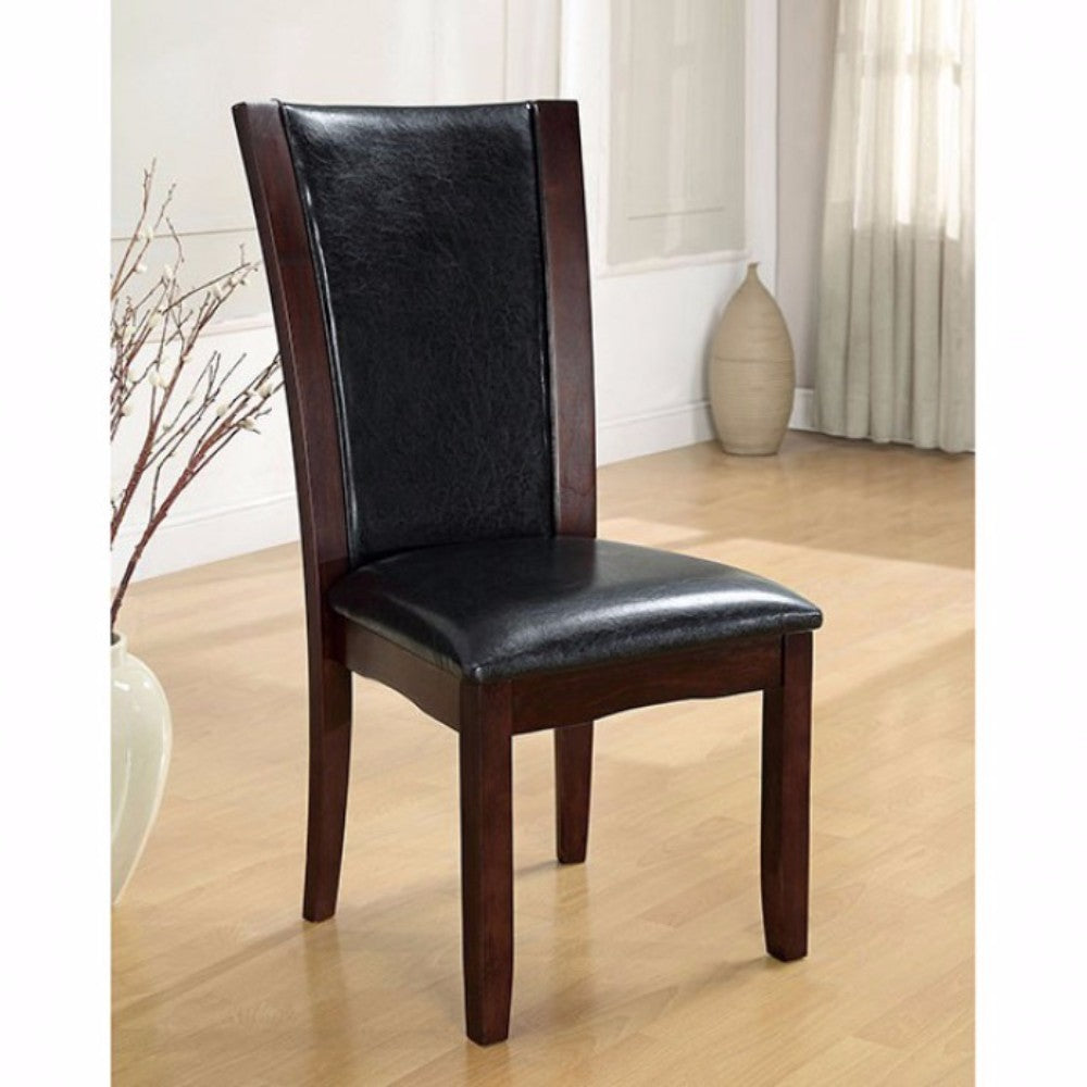 Parson Style Leatherette Wooden Side Chair, Set of 2, Cherry Brown - FOA-CM3710SC-2PK
