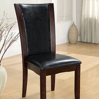 Parson Style Leatherette Wooden Side Chair, Set of 2, Cherry Brown - FOA-CM3710SC-2PK