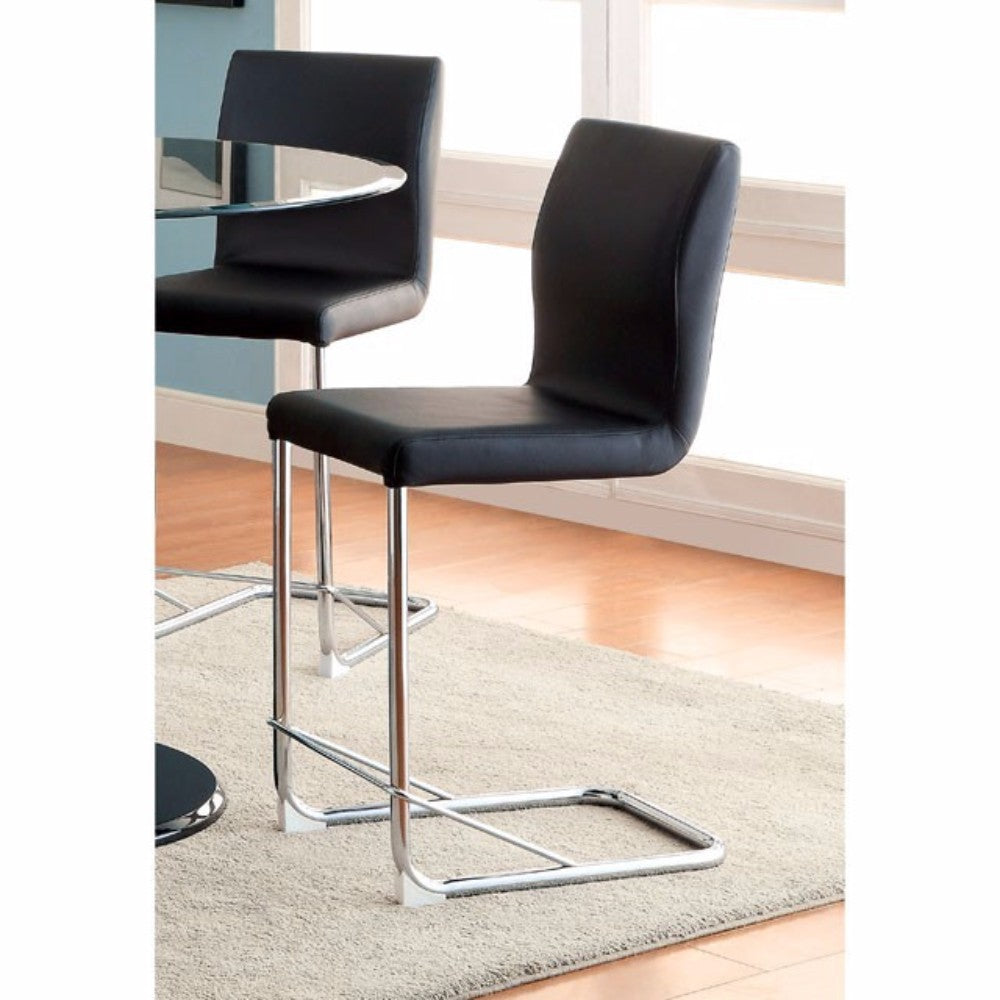Lodia II Contemporary Counter Height Chair With Black Pu, Set of 2