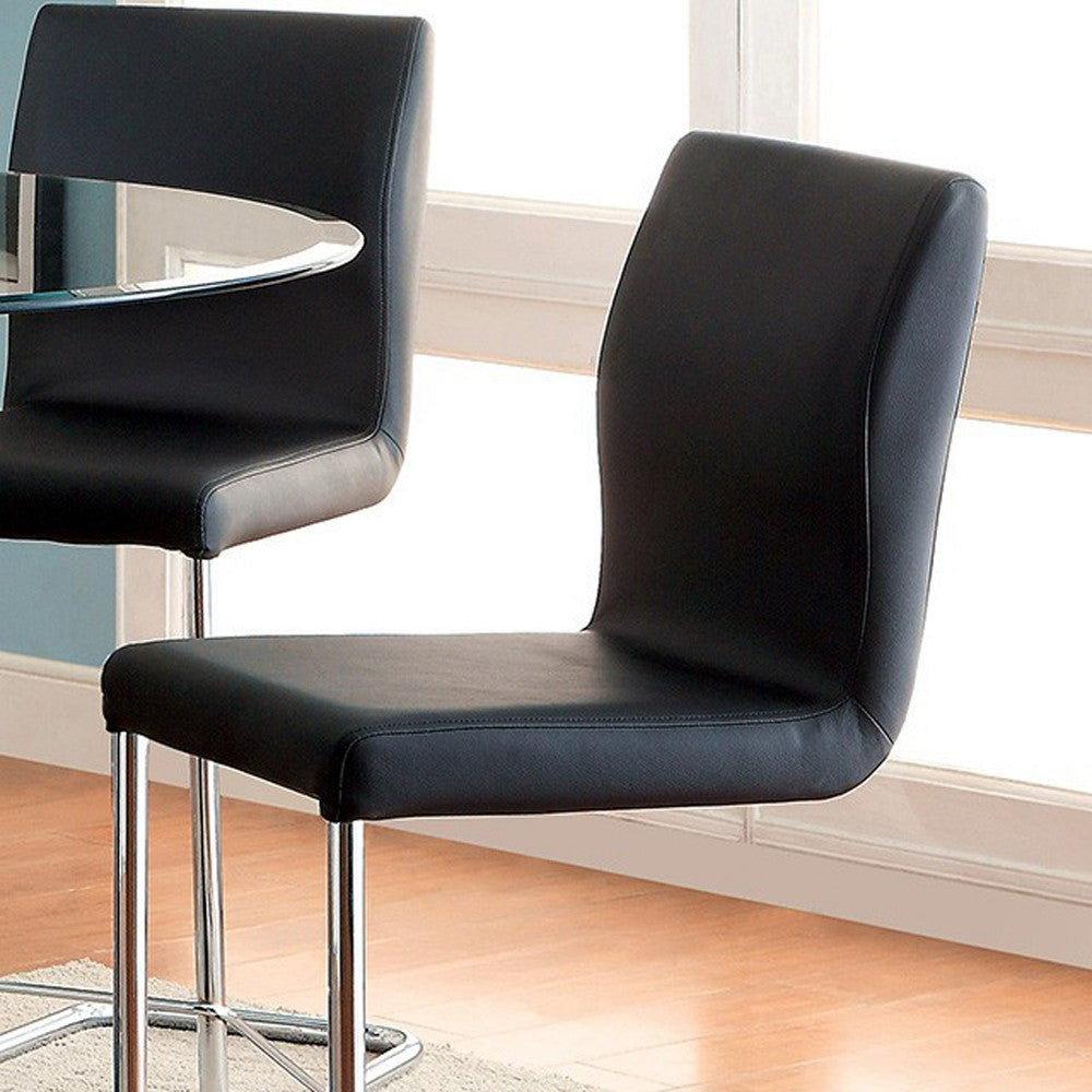 Lodia II Contemporary Counter Height Chair With Black Pu, Set of 2